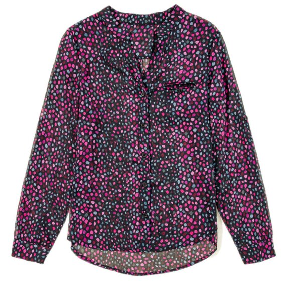 ๐ Grape Wine Polka Dot Button-Down Blouse โ Size M - Picture 5 of 6